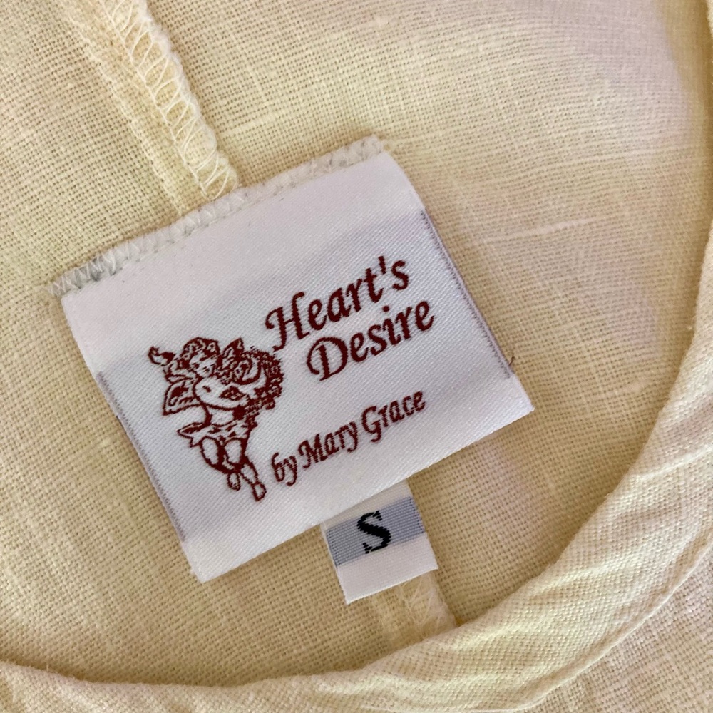 Heart’s Desire by Mary Grace Soft Yellow Linen Top Small - Picture 6 of 7